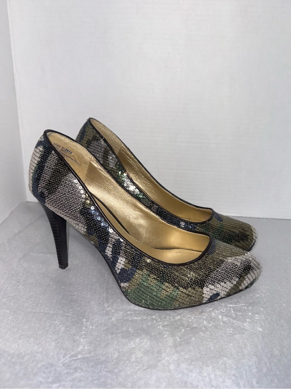 Cato Camo Sequin Stiletto Heels Size 9 Y2K Party Club Glam Pumps